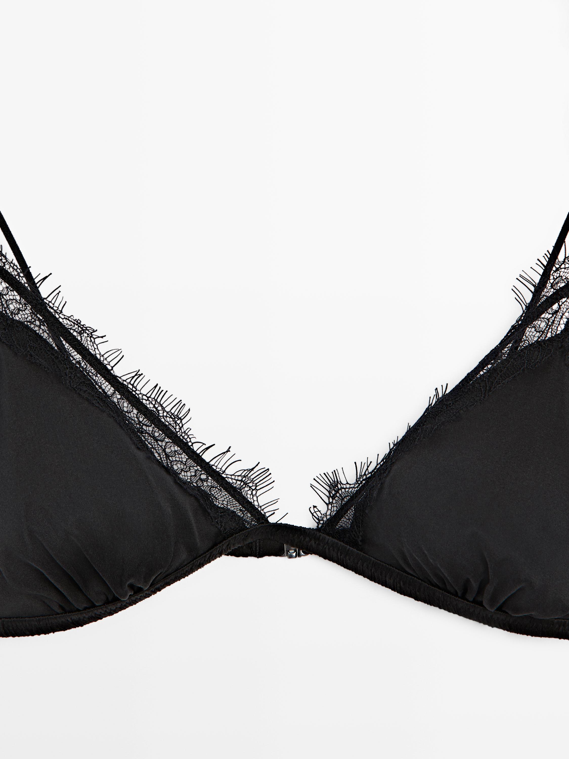 Silk blend top with lace detail